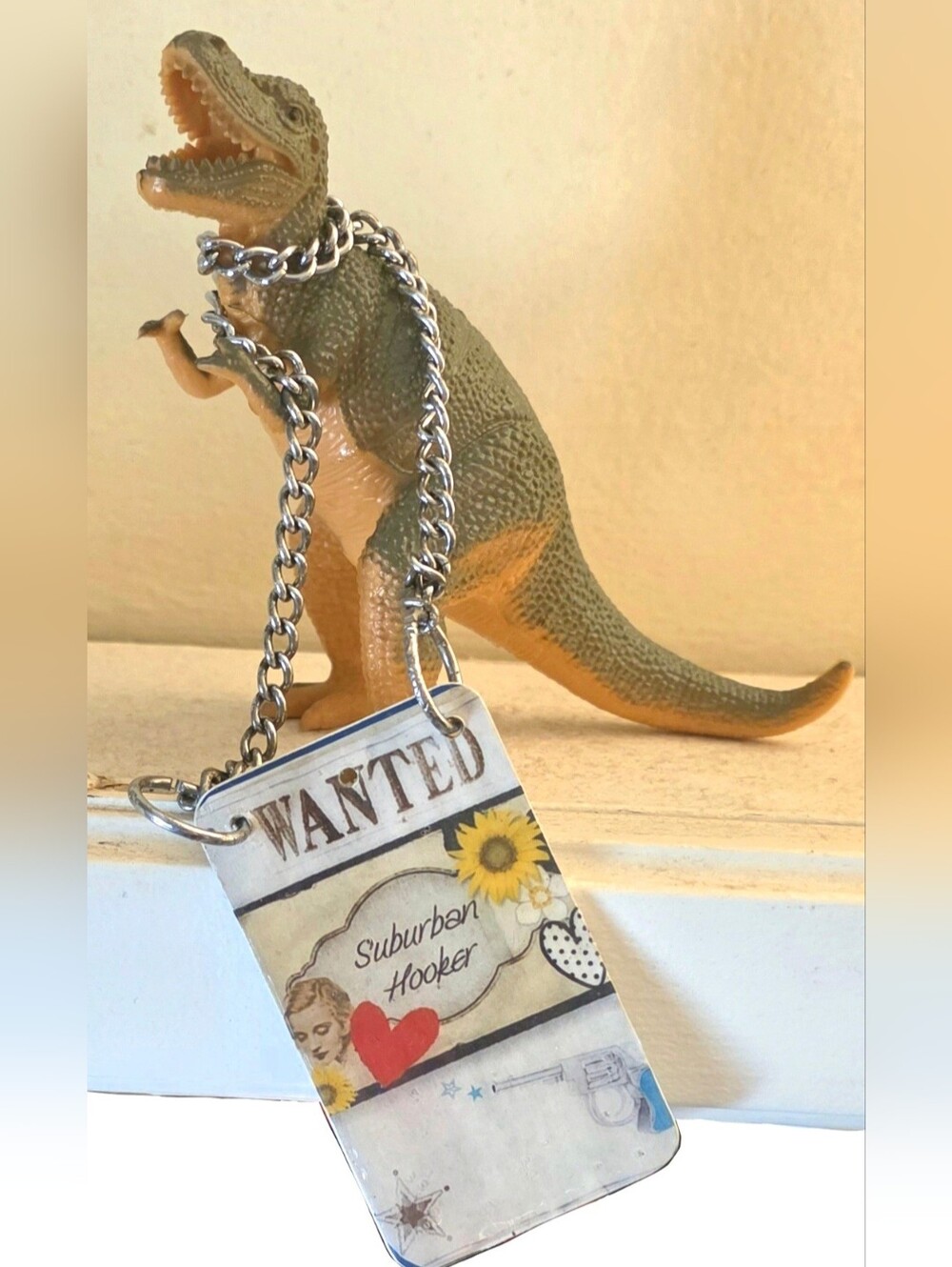 Vtg Dog Chain Graphic Suburban Hooker Wanted Poster Choker Necklac Handmade NWT